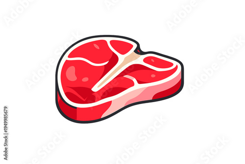 A stylized vector illustration of a raw T-bone steak isolated on a