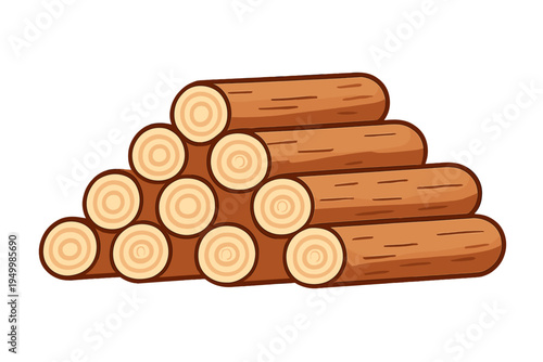 A vector illustration of a stack of wooden logs arranged in a pile