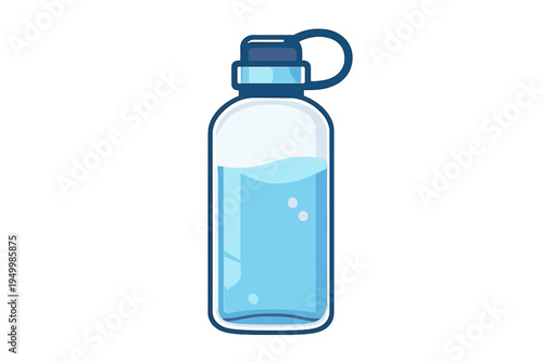 A vector illustration of a reusable water bottle filled with fresh
