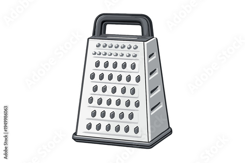 A vector illustration of a classic four-sided stainless steel box