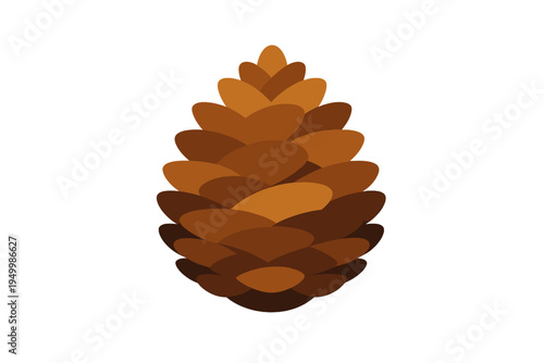 A stylized vector illustration of a pinecone featuring overlapping