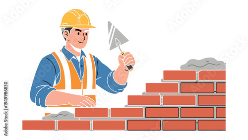 Crafting a Foundation: A skilled craftsman meticulously laying bricks, embodying the dedication and expertise of the construction industry.