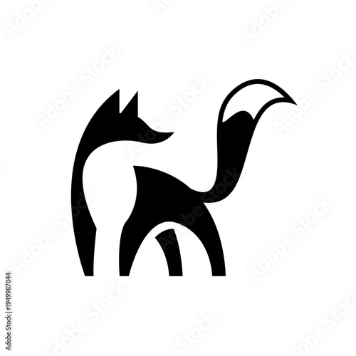 Minimalist Black and White Fox Logo Design