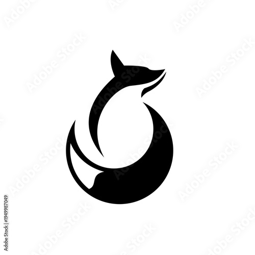 Minimalist Black Fox Logo Design Isolated on White Background