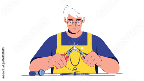Jewelry Craftsmanship: An artisan meticulously works on a stunning necklace, showcasing their skill in crafting exquisite jewelry. A scene of dedication, precision, and passion in every detail.
