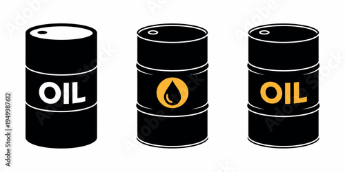 Oil barrel icon with crude petroleum symbol representing energy industry, fuel storage concept and industrial resource illustration