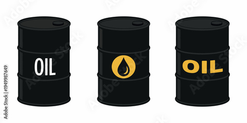 Oil barrel icon with crude petroleum symbol showing fuel industry, energy resource concept and industrial illustration