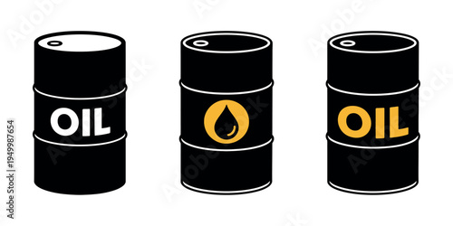 Oil barrel icon representing crude oil industry with petroleum fuel storage symbol for energy production and industrial illustration