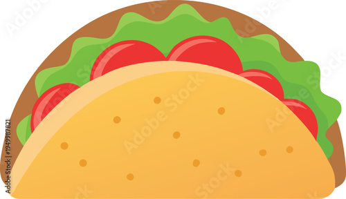 Stylized taco with lettuce and tomato filling mexican food