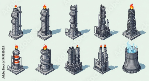 Isometric Industrial Structures - A Collection of Detailed Pixel Art Designs.