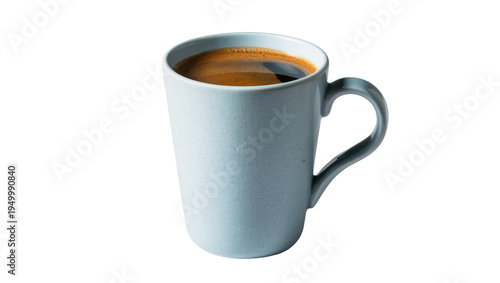 Slika na platnu Isolated light blue ceramic mug filled with rich dark coffee, ideal for breakfas