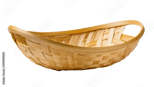 Tableau sur toile Isolated natural woven bamboo basket, handcrafted rectangular container for frui