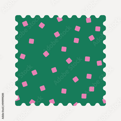Green pattern with pink squares vector