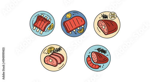 Smoked Meat Plate Line art creative modern abstract illustration