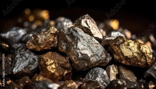 Pile of Precious Metals - Gold, Silver, and Bronze Nuggets.