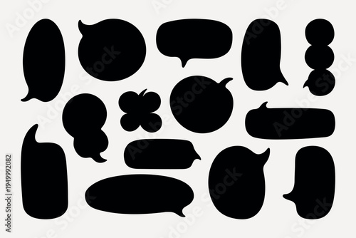 Silhouette speech bubble collection vector