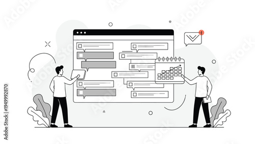 Collaborative team using a large digital calendar and task list to manage project deadlines and daily schedules efficiently.