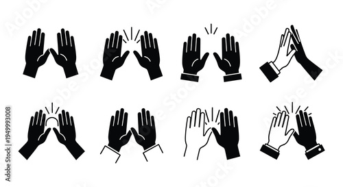 Collection of hands in various clapping and celebratory gestures