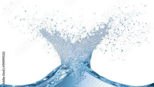 Foto Isolated dynamic fresh clear water splash creating a beautiful wave with numerou