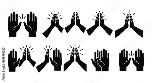 Collection of hands in various clapping and celebratory gestures