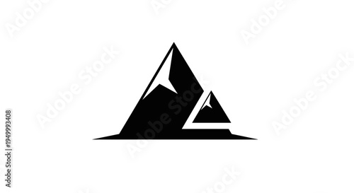 Abstract mountain range design with sharp peaks on transparent background silhouette