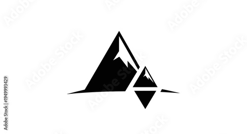 Abstract mountain range design with sharp peaks on transparent background silhouette