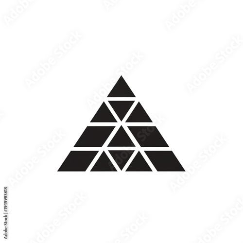 Abstract geometric pattern of black triangles forming a larger triangle.