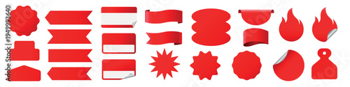 Red shapes for design projects vector set