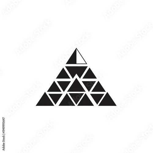 Abstract geometric pattern of black triangles forming a larger triangle.