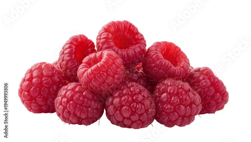 Obraz na plátně Isolated pile of fresh red raspberries delicious sweet ripe juicy fruit healthy