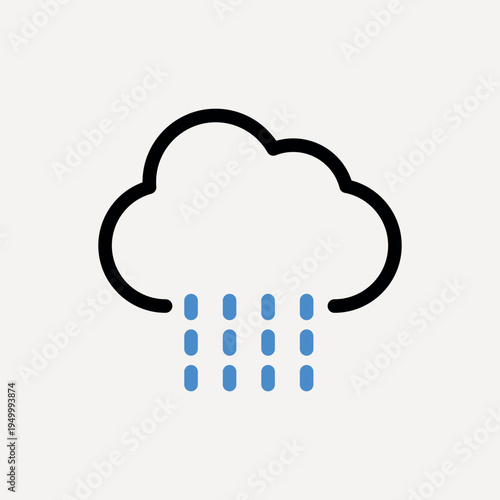 Minimal cloud raining icon, weather vector