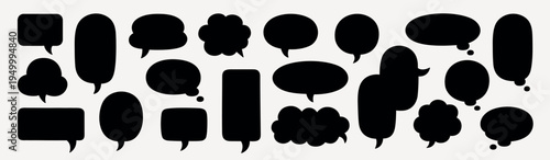 Black speech bubbles collection vector