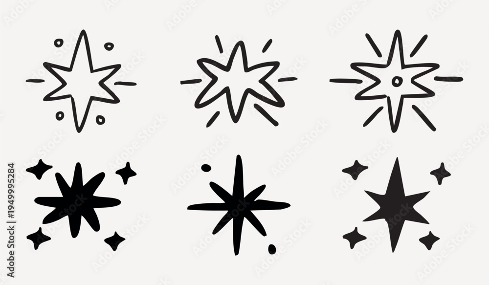 Obraz premium Hand-drawn starburst vector designs collection