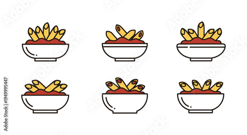 Penne Bowl Line art vector flat modern abstract