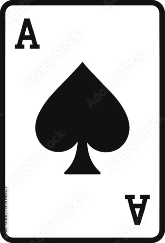 Ace of spades playing card with black spade symbol and translucent background