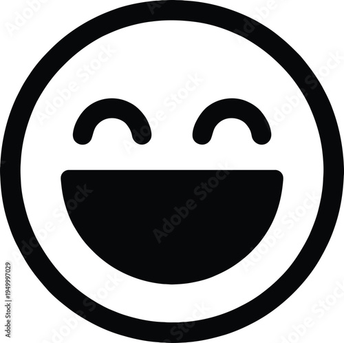 Happy laughing face emoji icon on transparent background