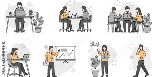 Diverse business people collaborating and working in an office environment