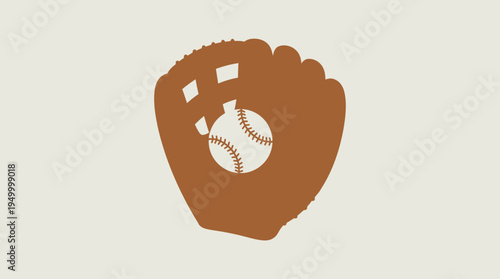 A graphic illustration of a brown baseball glove catching a white baseball against a plain background.
