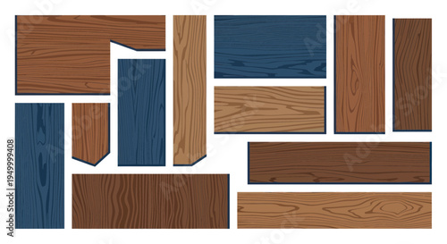 Assorted Wood Grain Textures - Natural and Painted Blue Planks
