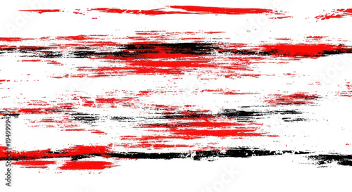 Abstract Red and Black Brush Strokes on White Background
