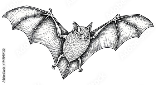 Bat Flying Hand Drawn Sketch Illustration