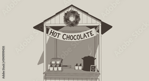 Cozy Hot Chocolate Stand Decorated for Winter Holidays