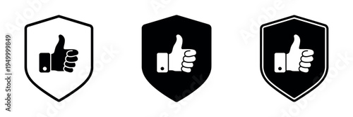 Shield icons with like symbol showing approval protection concept, secure rating and safety illustration