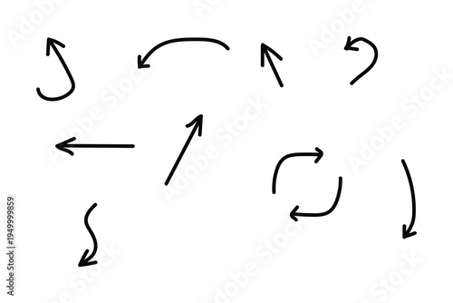A collection of hand drawn arrows in various directions