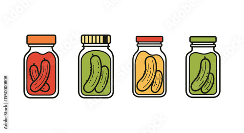 Pickle Jar Line art vector abstract color concept