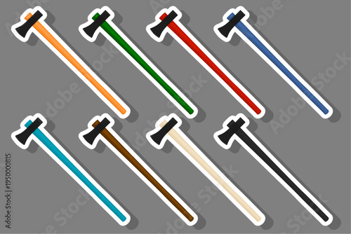 big kit steel axes with wooden handle