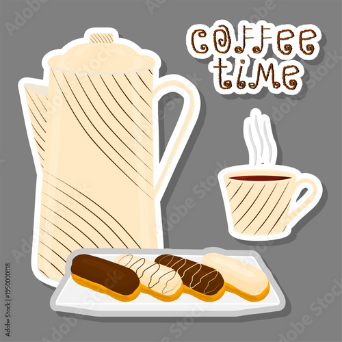 Theme of white ceramic cup of hot coffee