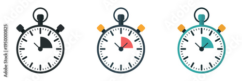 Stopwatch icon set isolated on white background representing time measurement, timer control and speed concept illustration