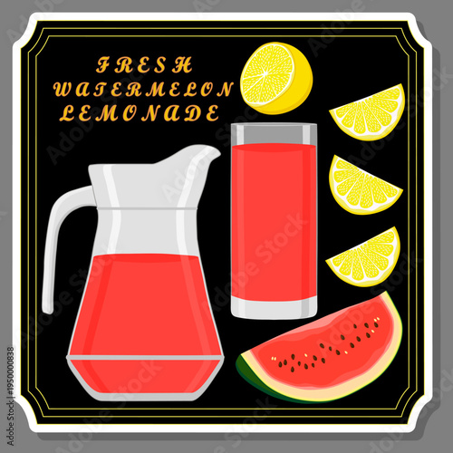 Tasty watermelon lemonade in glass jug