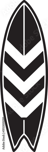 Vector surfboard icon with chevron pattern